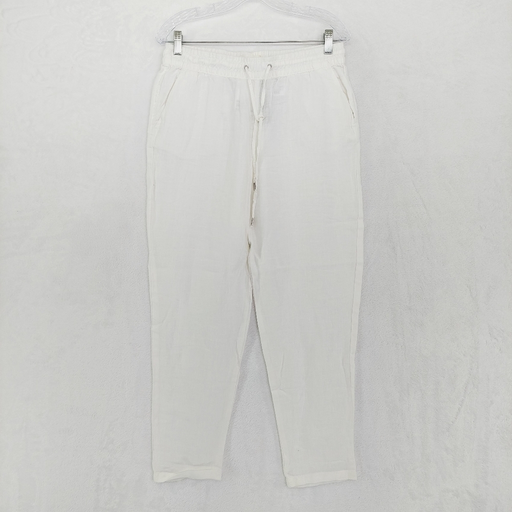 H&M White Linen High Rise Pajama Pants 5075